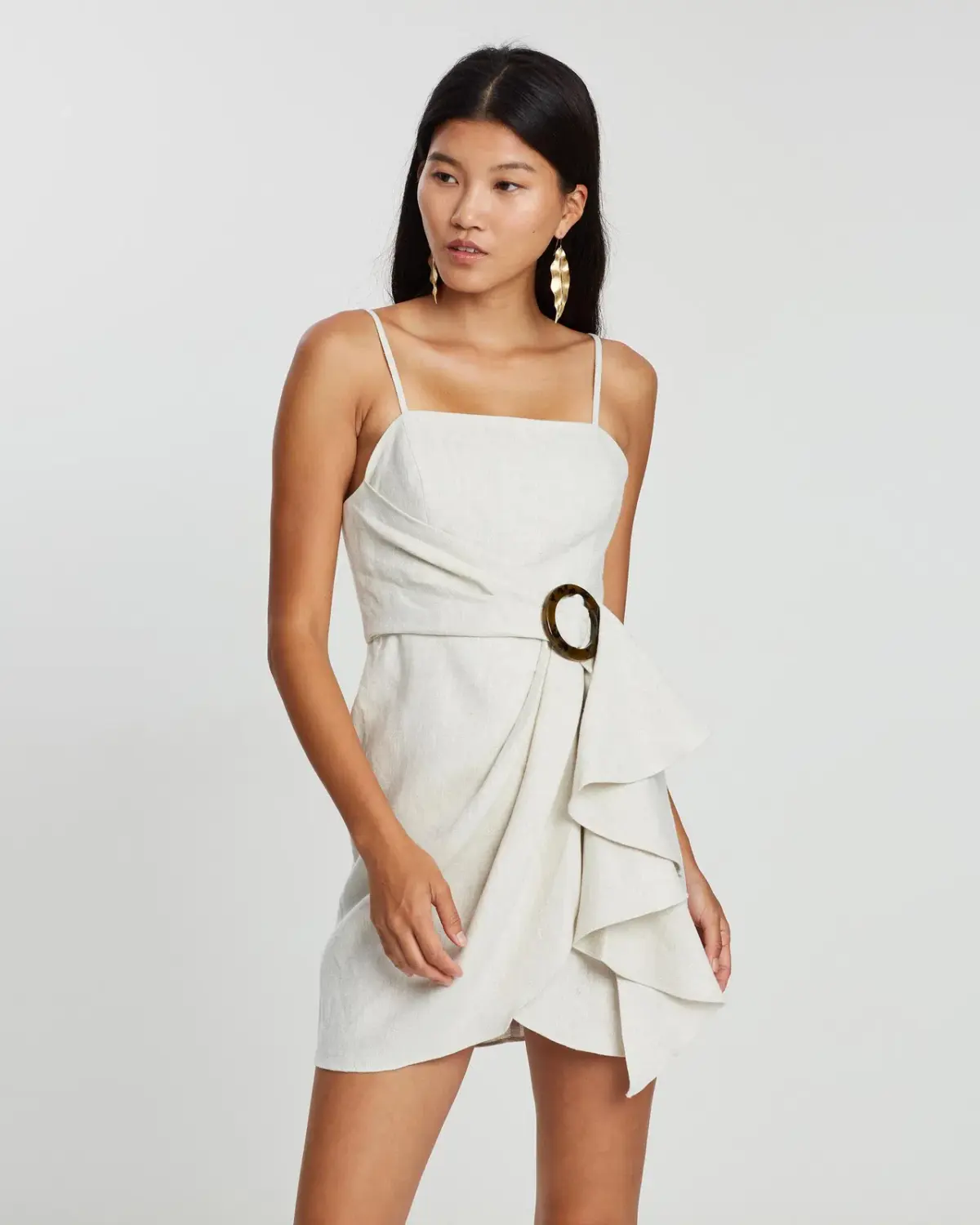 Shona Joy Aluaro Draped Mini Dress Stone Beige Size 8 - Image 2