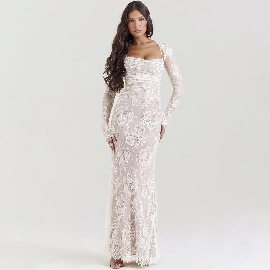 House of CB Artemis Lace Maxi Dress in Vintage Cream Size 10 - Image 1