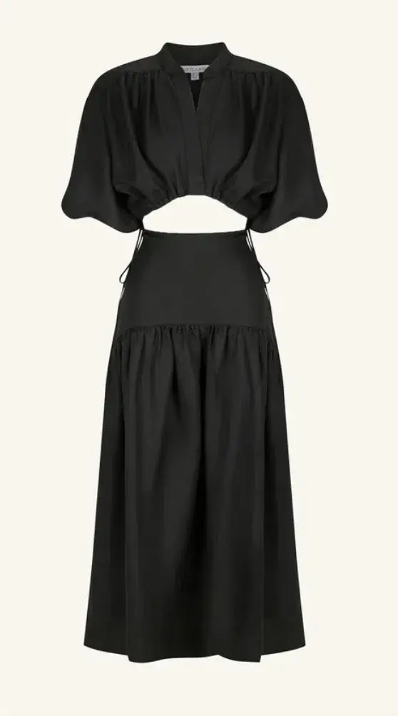 Shona Joy Mare Linen Deconstructed Midi Dress Black Size 8  - Image 3