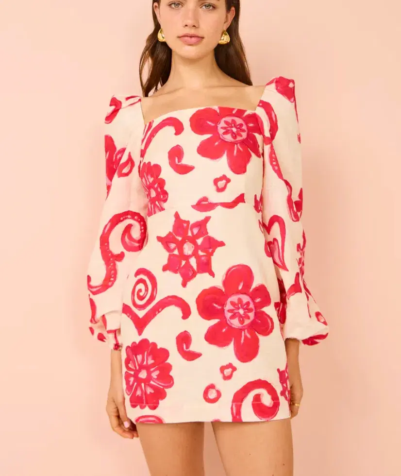 Kate Ford Delta Puff Mini Dress In Multi - Image 4
