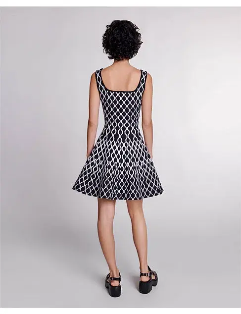 Maje Pattern-jacquard Flared Mini Dress Print Size 8 - Image 2