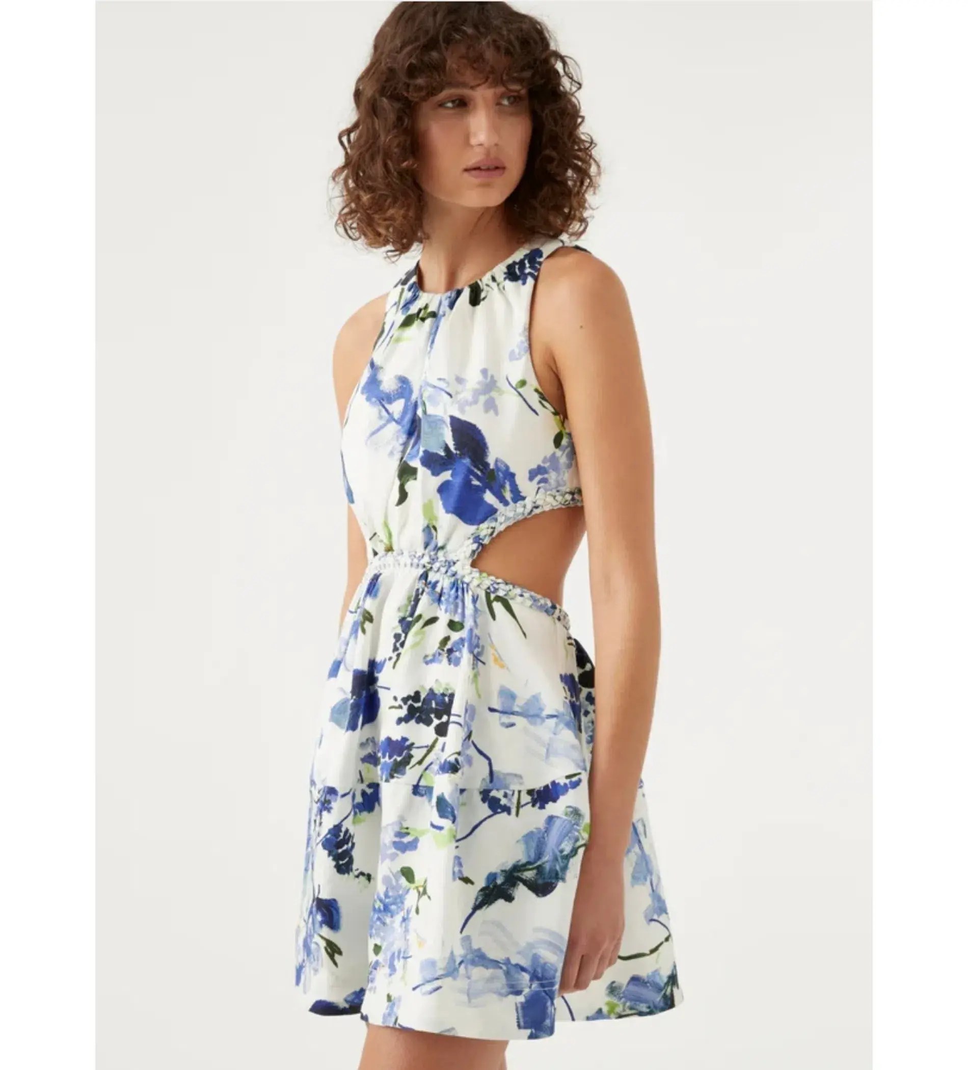 Aje Voyage Braided Cut Out Mini Dress Floral Size 10  - Image 2