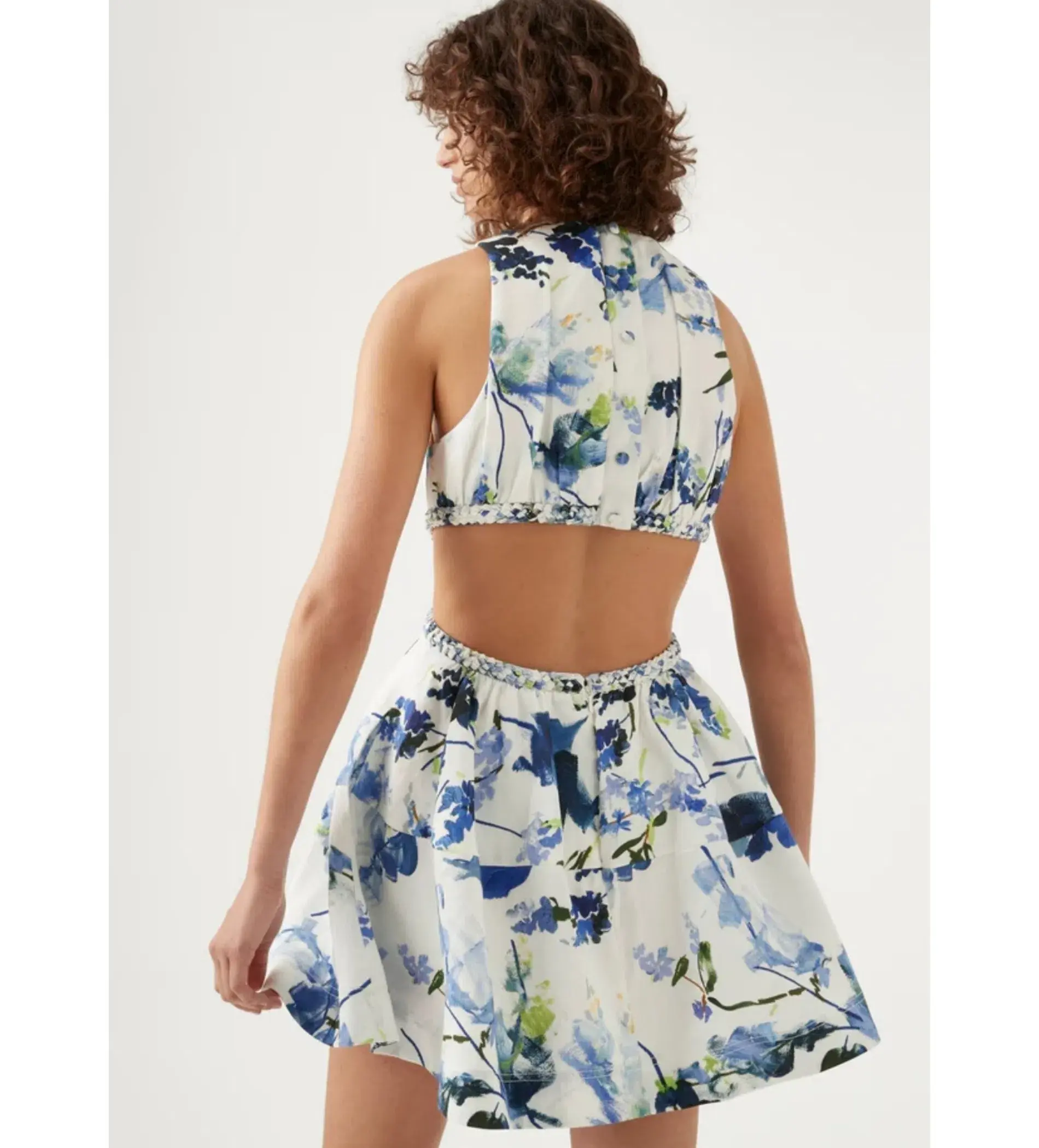 Aje Voyage Braided Cut Out Mini Dress Floral Size 10  - Image 3