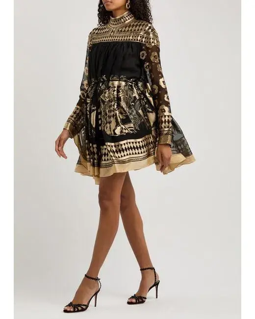 Zimmermann The Illustration Otto Mini Dress in Black/Tea Size OP/Au 6  - Image 3