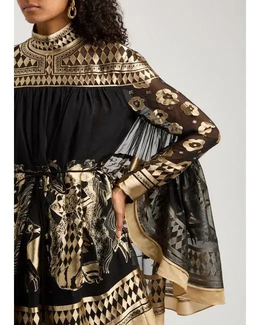 Zimmermann The Illustration Otto Mini Dress in Black/Tea Size OP/Au 6  - Image 2