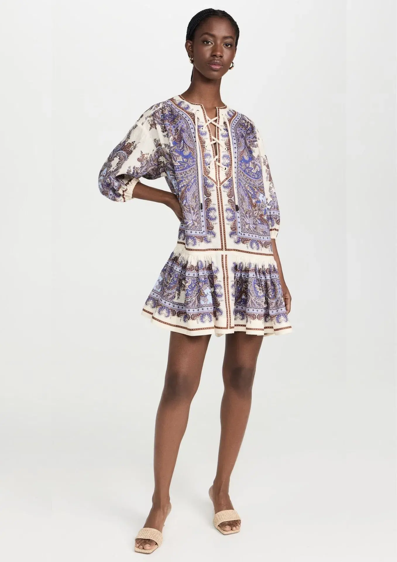 Zimmermann Ottie Eyelet Mini Dress Purple Paisley Size 0P / AU 6 - Image 1