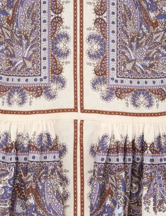 Zimmermann Ottie Eyelet Mini Dress Purple Paisley Size 0P / AU 6 - Image 3