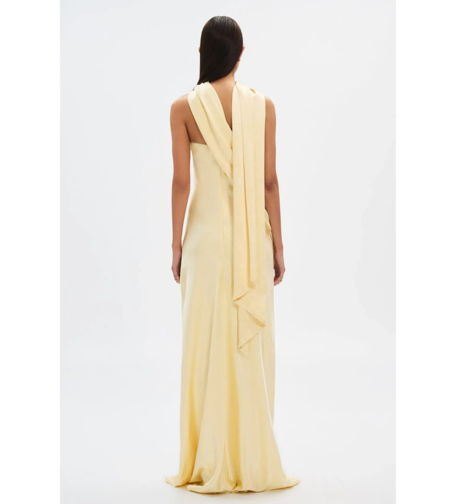 MISHA Lilia Satin Maxi Dress Soft Yellow Size 8/S - Image 2