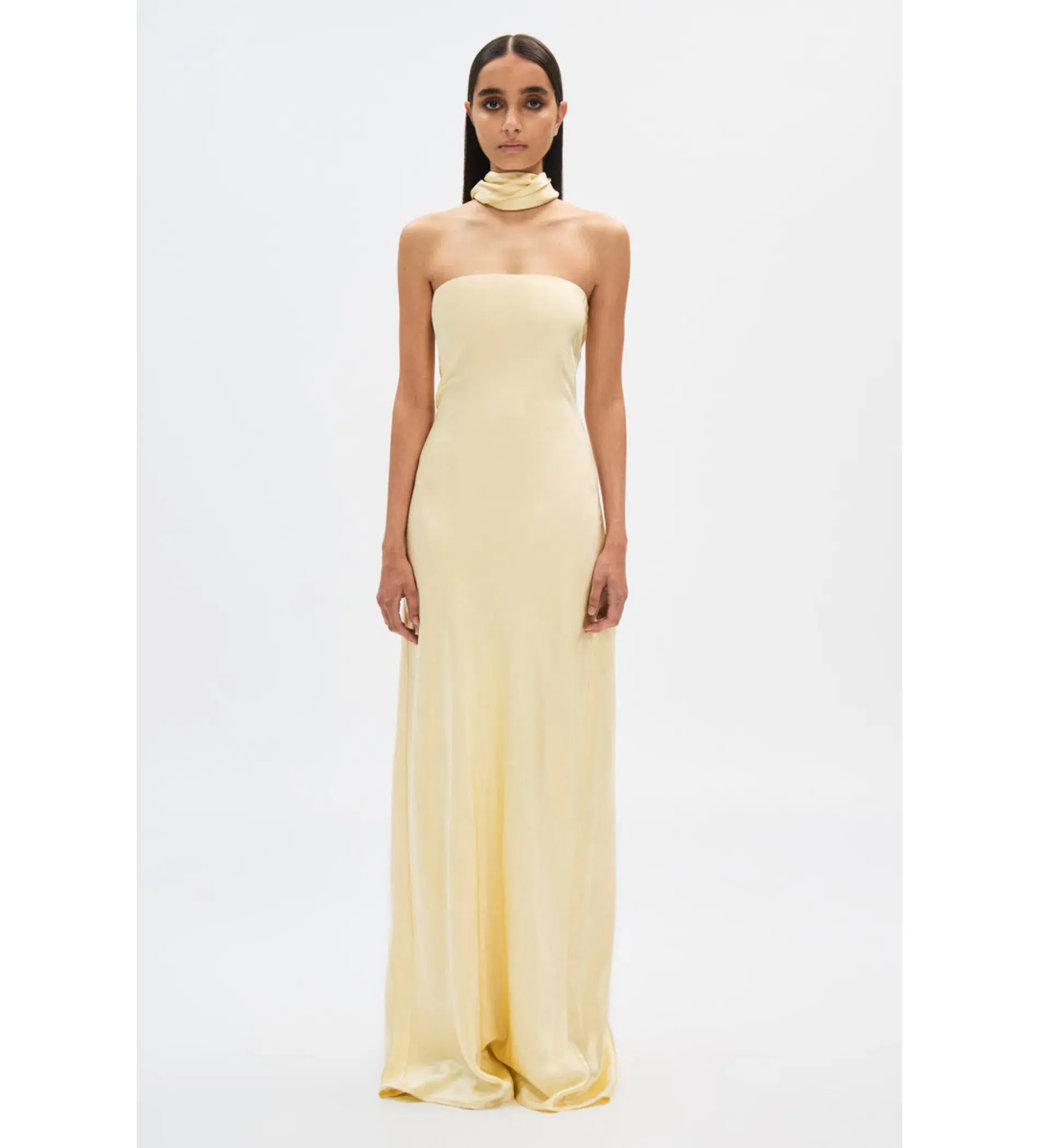 MISHA Lilia Satin Maxi Dress Soft Yellow Size 8/S - Image 1