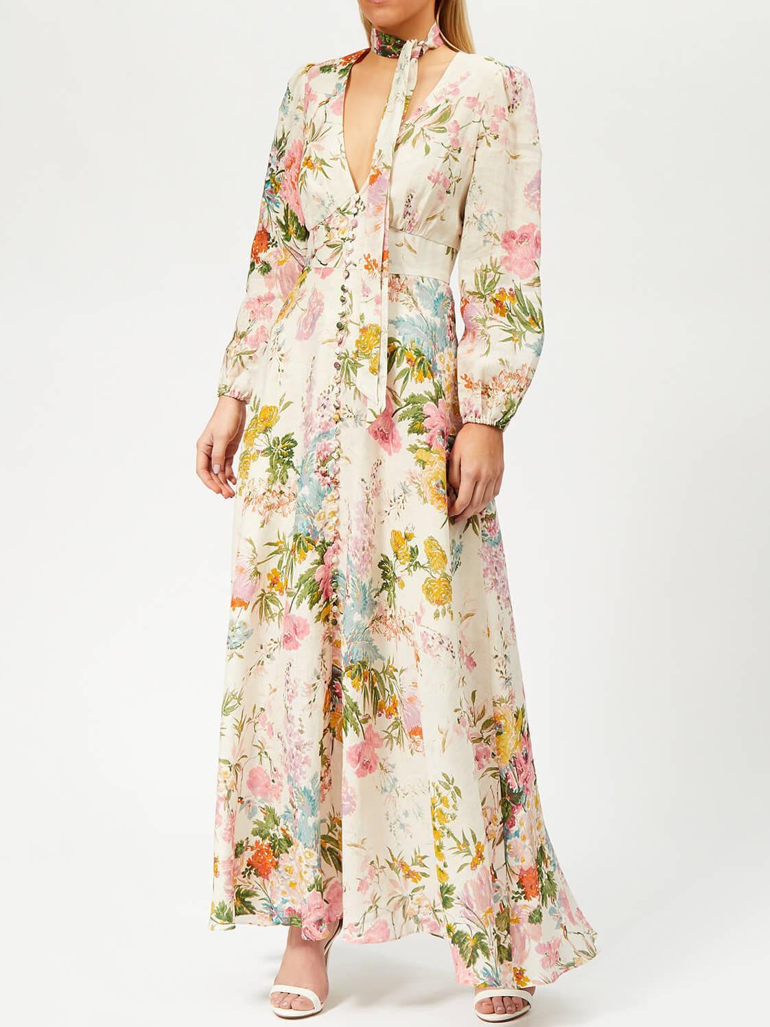 Zimmermann Heather Plunge Long Dress Floral Size AU 6 - Image 1