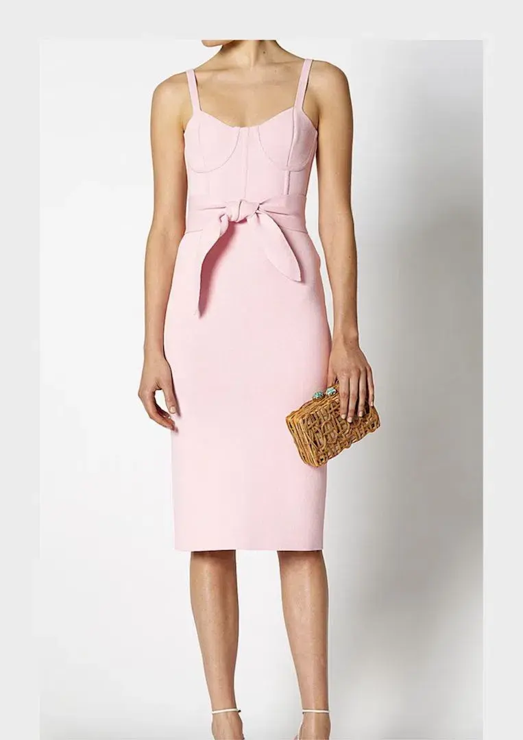 Scanlan Theodore Crepe Knit Bustier Dress Pink Size 8 - Image 1