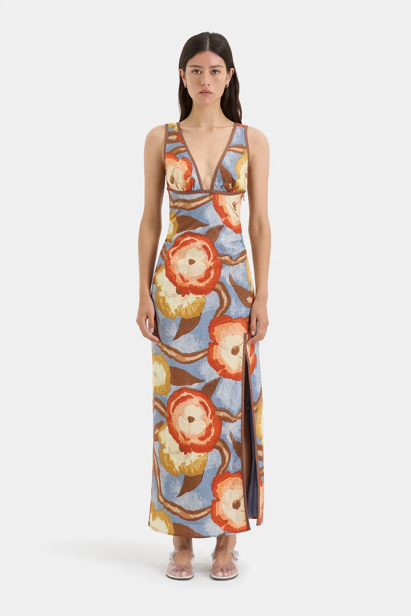 Sir The Label Avery V Neck Midi Dress Camellia Floral Print Size 1 / AU 8 - Image 1