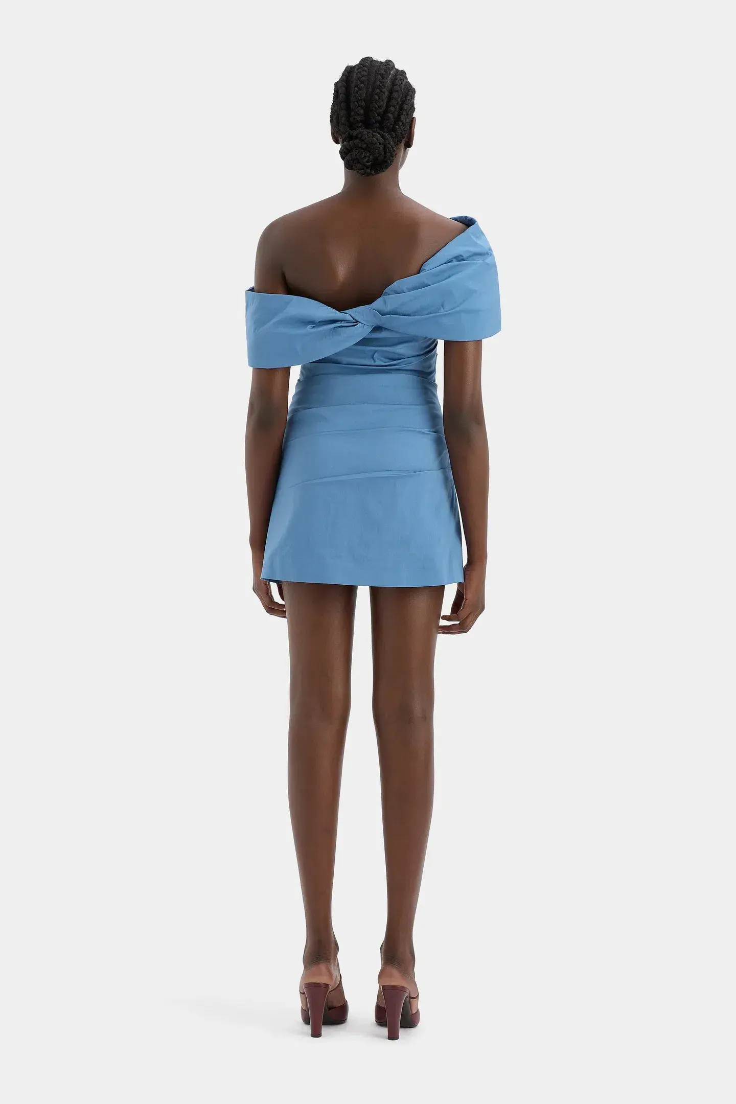 Sir the Label Jones Off Shoulder Mini Dress in Washed Blue Size 1 / AU 8 - Image 3