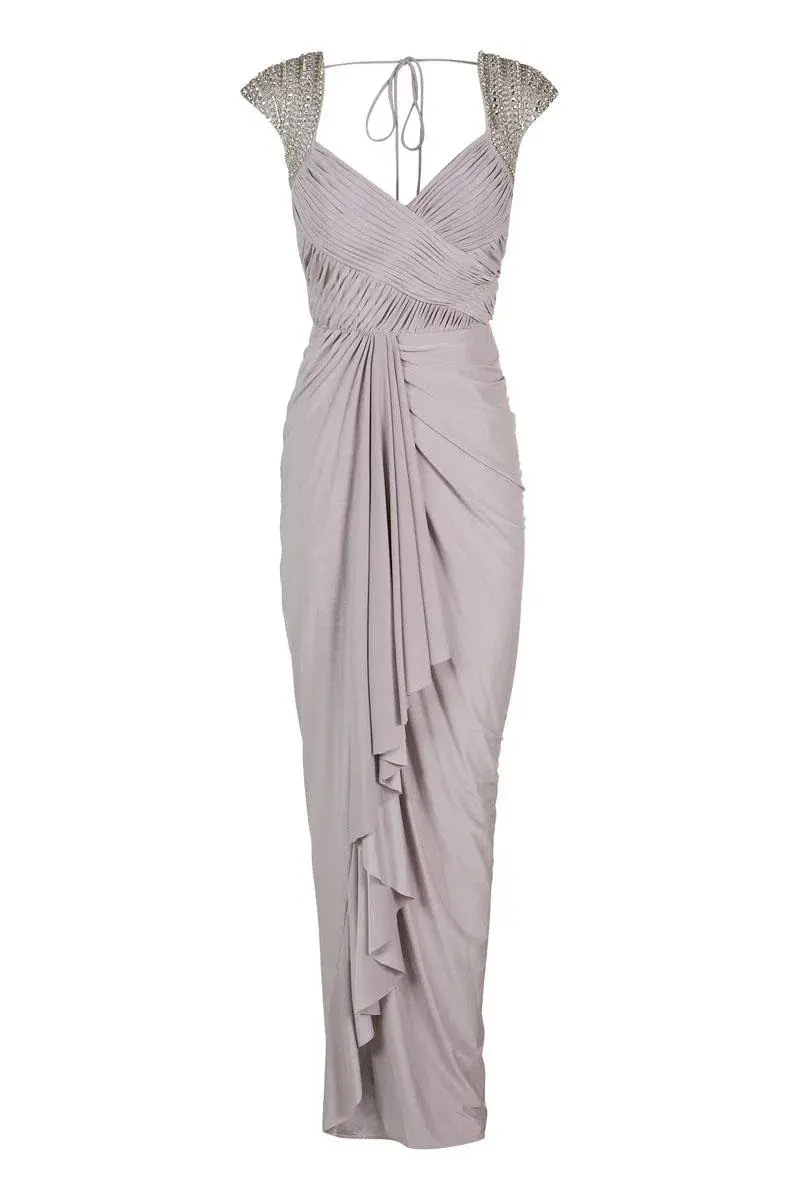Sheike Parisian Maxi Dress Dove Grey Size 14 - Image 1