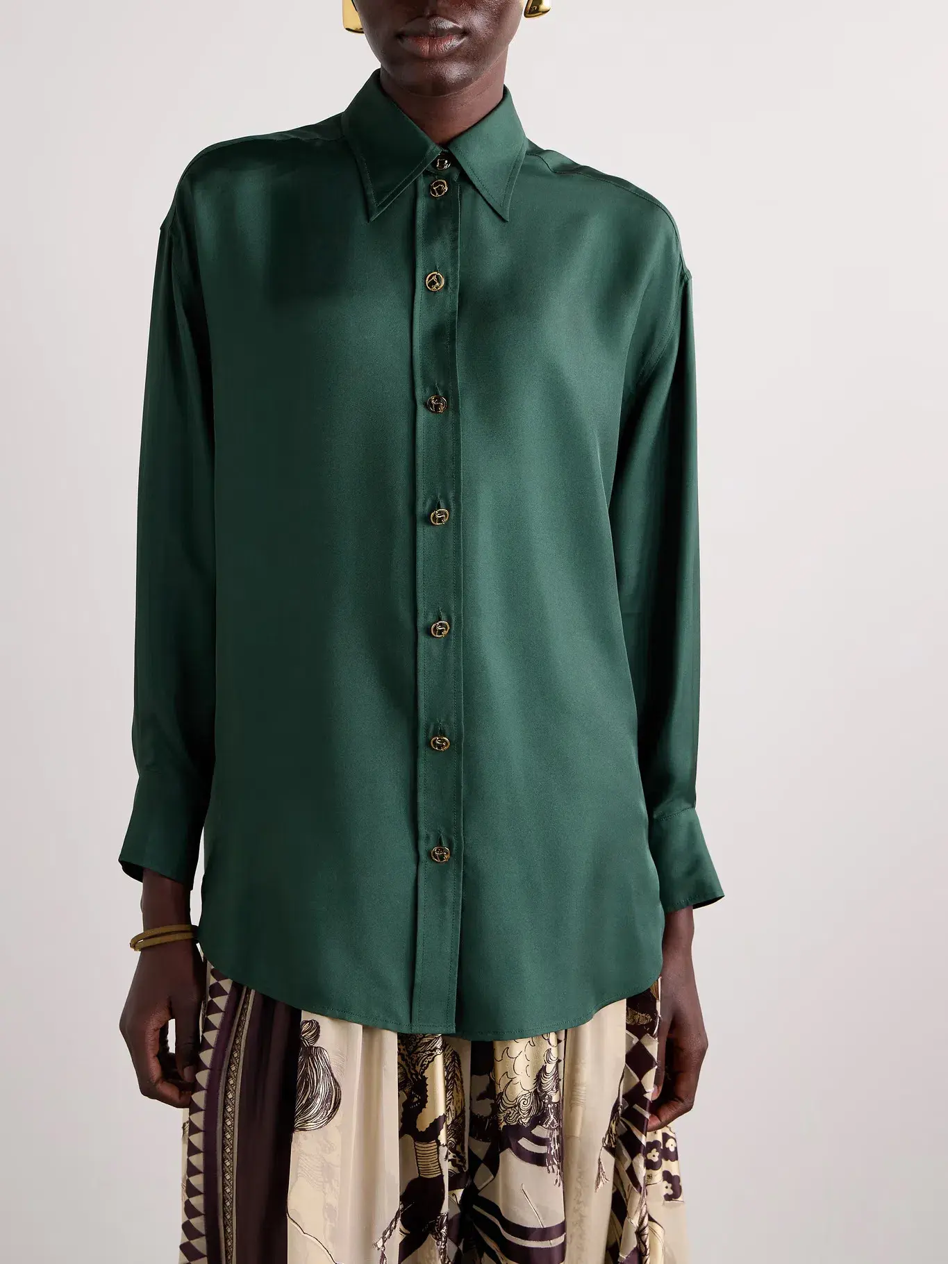 Zimmermann SET Pavilion Relaxed Silk Shirt and Wide Leg Pants Set in Pine Green Size 0 / AU 8 - Image 5