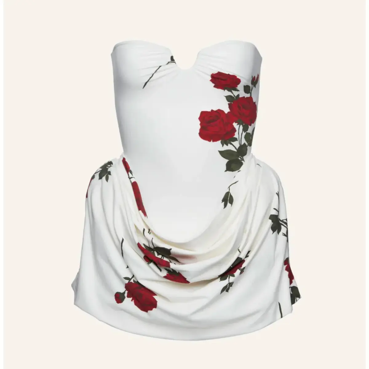 Magda Butrym Draped Mini Dress in White/Roses Size 36 / AU 8 - Image 4