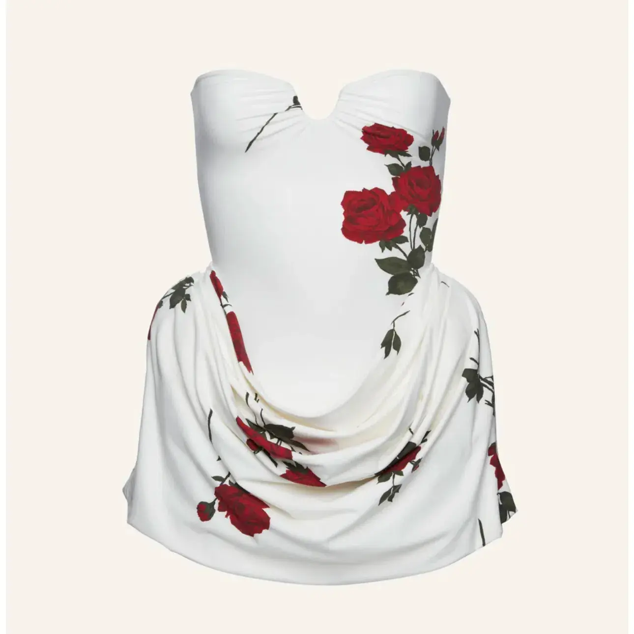 Magda Butrym Draped Mini Dress in White/Roses Size 36 / AU 8 - Image 4