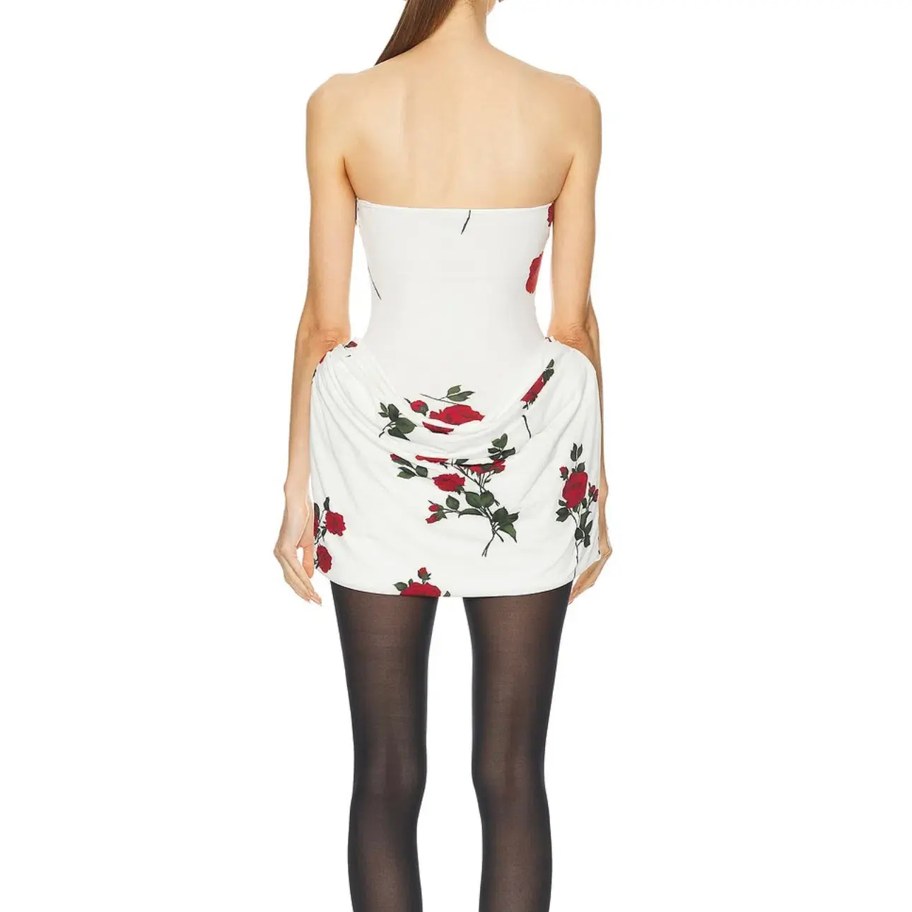Magda Butrym Draped Mini Dress in White/Roses Size 36 / AU 8 - Image 3