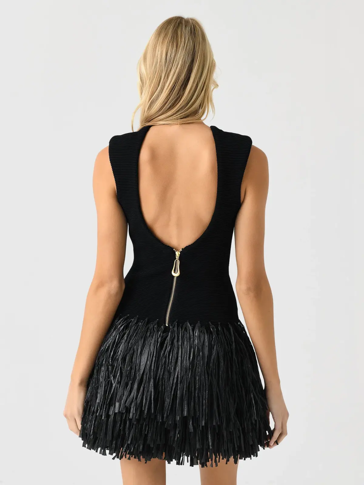 Aje Rushes Raffia Knit Mini Dress Black Size M / AU 10 - Image 4