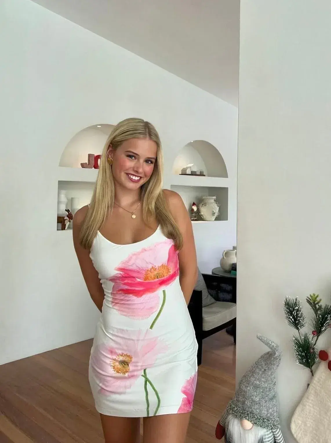 With Harper Lu Low Back Mini Dress Citrus Poppy Size 8 - Image 4
