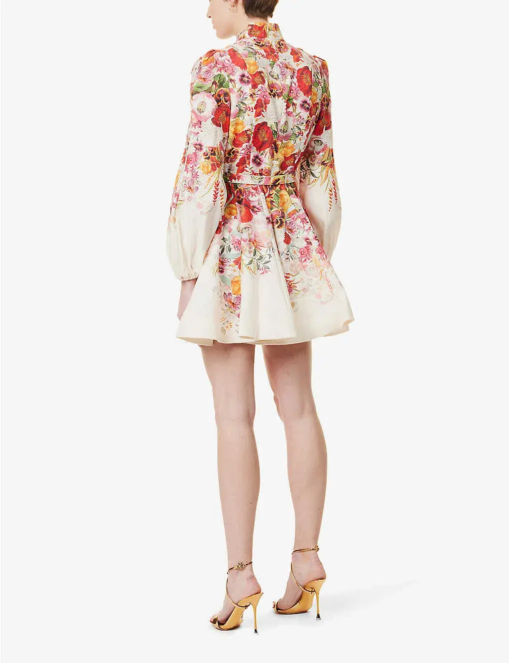 Zimmermann Wonderland Buttoned Mini Dress in Elka Poppy Ivory Border Size 1 / AU 10 for rent on The Volte - main image