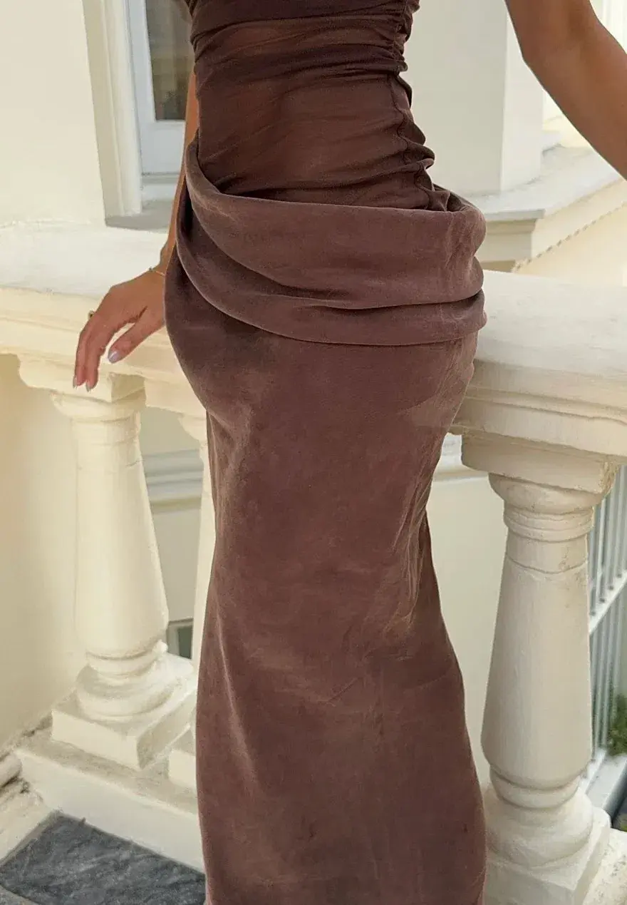 Benni Gina Maxi Dress Chocolate Brown Size 8 for rent on The Volte - main image