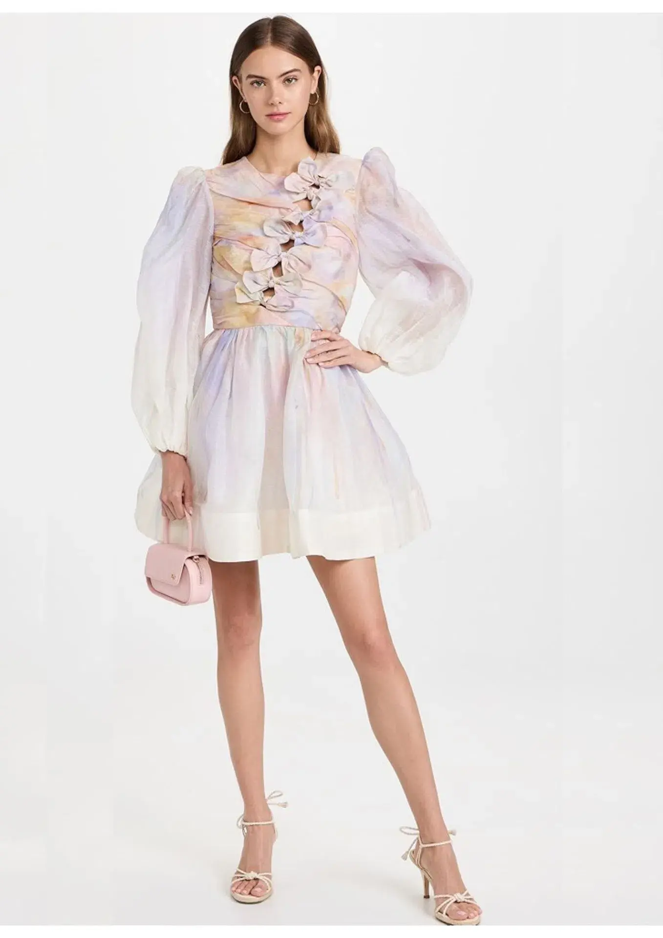 Zimmermann Rhythmic Knot Mini Dress Abstract Rainbow Size 1 / AU 10 - Image 1