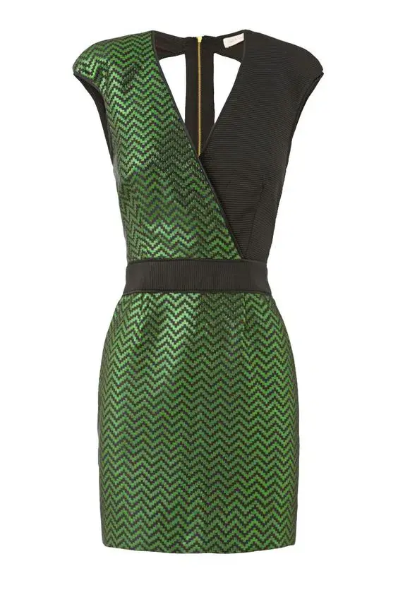 Sass and Bide Speed Read Metallic Jacquard Mini Dress Black & Green Size 10 - Image 1