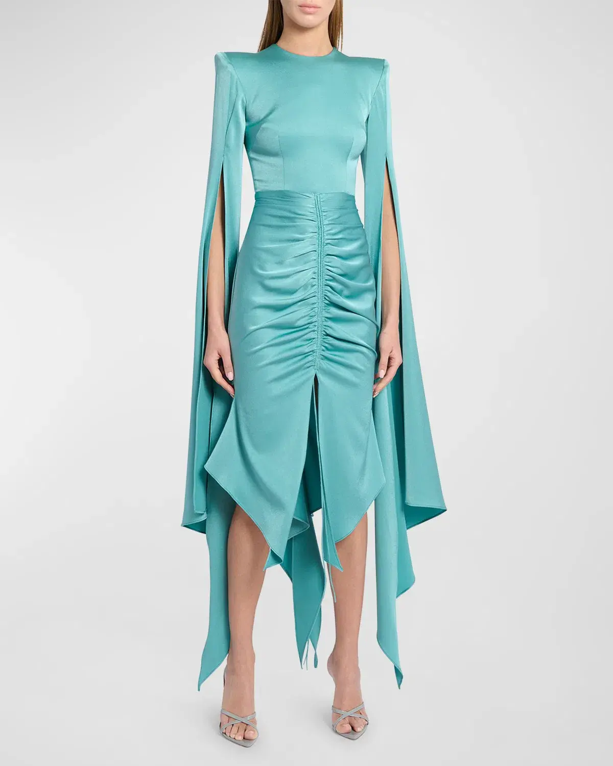 Alex Perry Powell Ruched Dress Teal Size 14 - Image 1