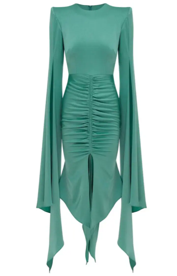 Alex Perry Powell Ruched Dress Teal Size 14 for rent on The Volte - main image