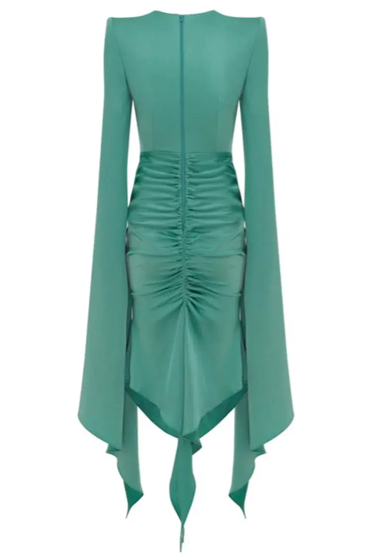 Alex Perry Powell Ruched Dress Teal Size 14 for rent on The Volte - main image