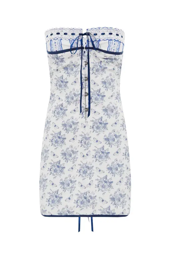 With Jean Sabrin Mini Dress Toile Papillon White Size M / AU 10 for rent on The Volte - main image