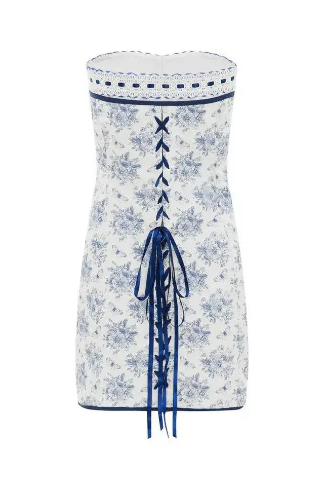 With Jean Sabrin Mini Dress Toile Papillon White Size M / AU 10 - Image 3