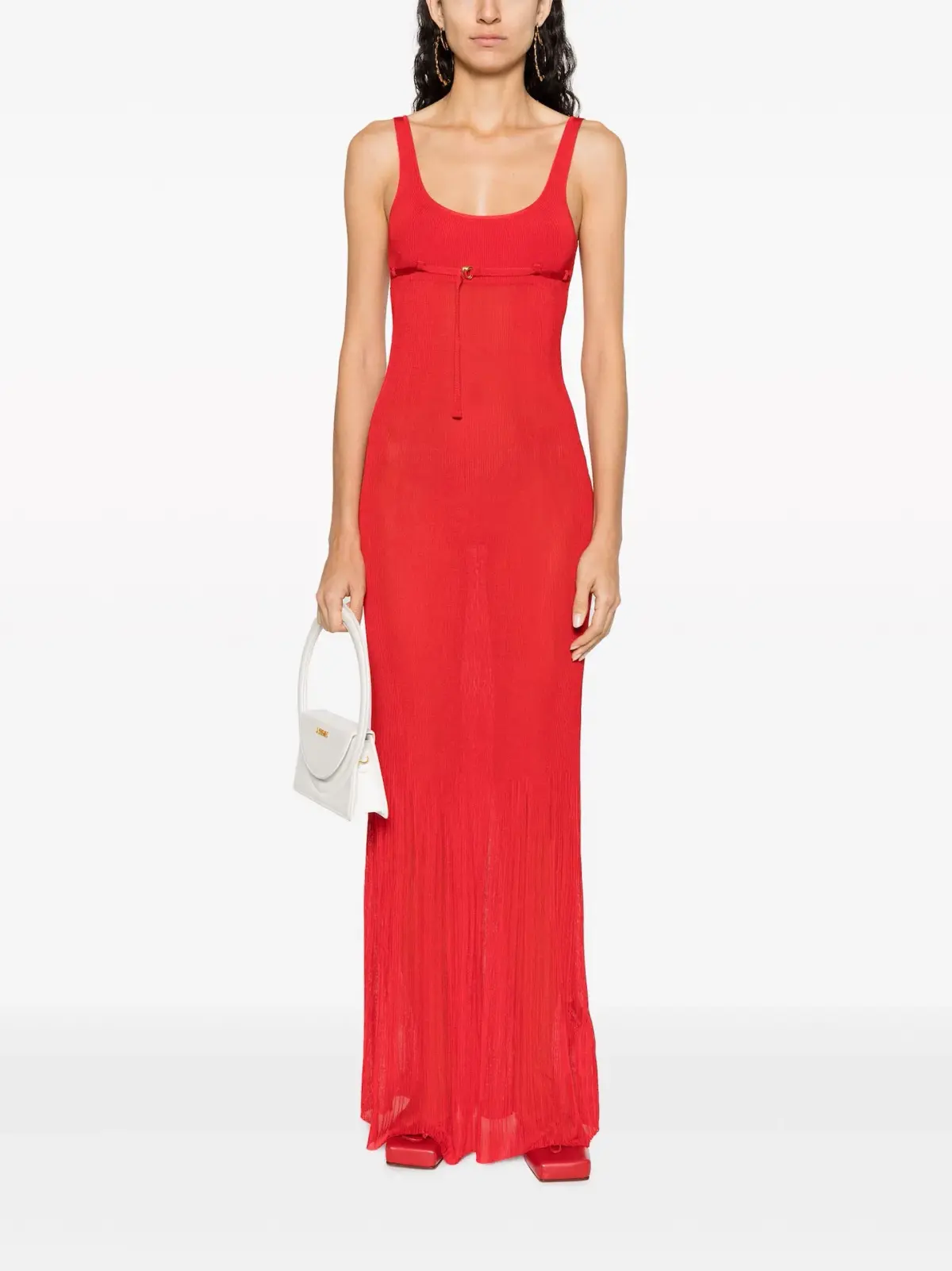 Jacquemus La Robe Maille Belted Long Knit Dress Red Size 6 - Image 1