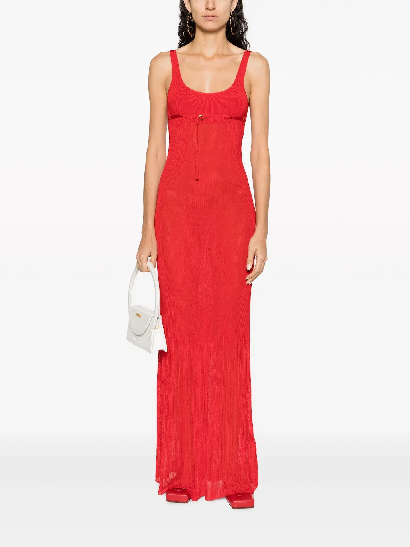 Jacquemus La Robe Maille Belted Long Knit Dress Red Size 6 - Image 1