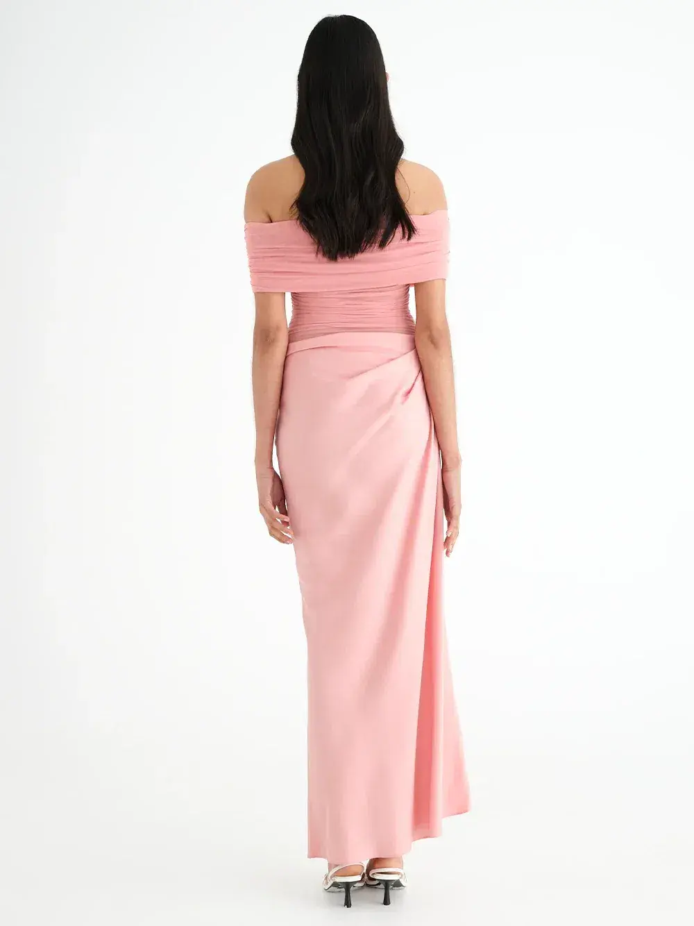 Benni Nico Off Shoulder Maxi Dress Candy Floss Size 8 - Image 3