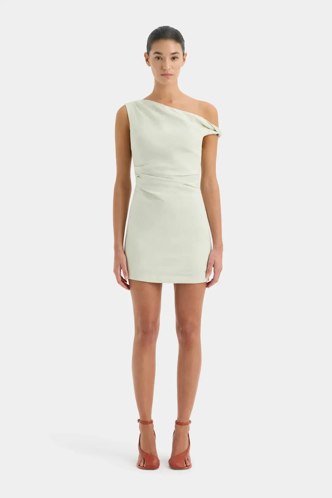 Sir the Label Iris Twist Mini Dress Light Sage Size 2 / AU 10 for rent on The Volte - main image
