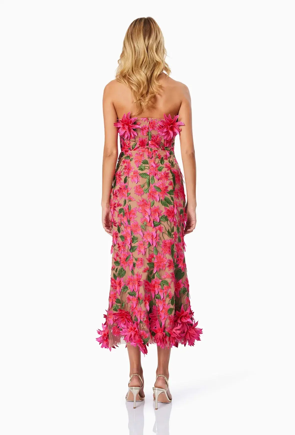 Elliatt Valentina Midi Dress Pink Multi Floral Size 8 - Image 3