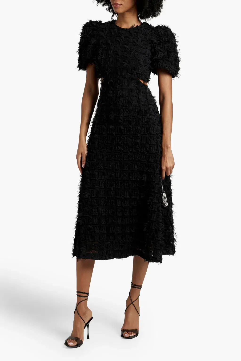 Rebecca Vallance Cherie Amour Puff Sleeve Midi Dress Black Size 10 - Image 1