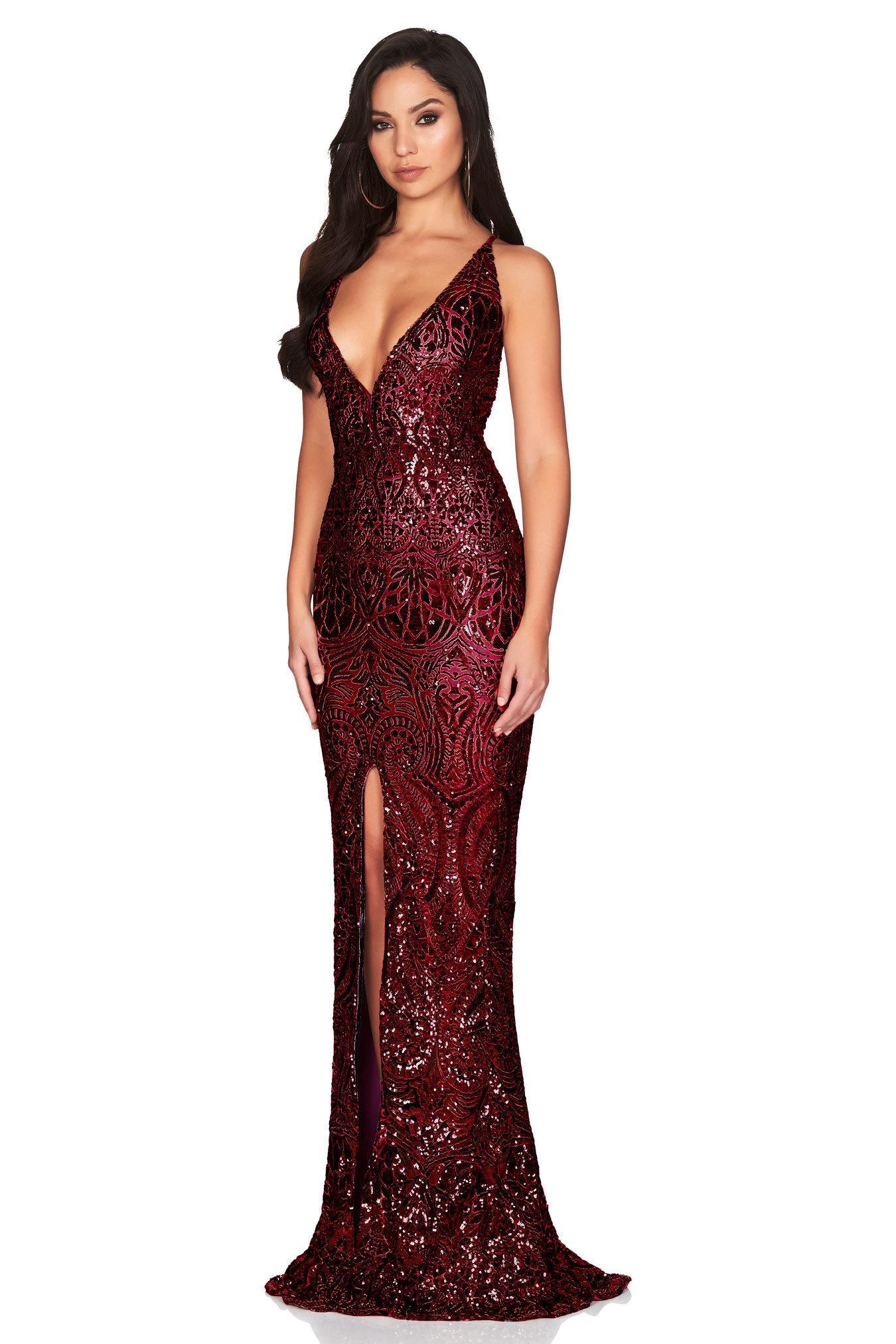 Nookie Shanina plunge gown burgundy red size 8 - Image 2