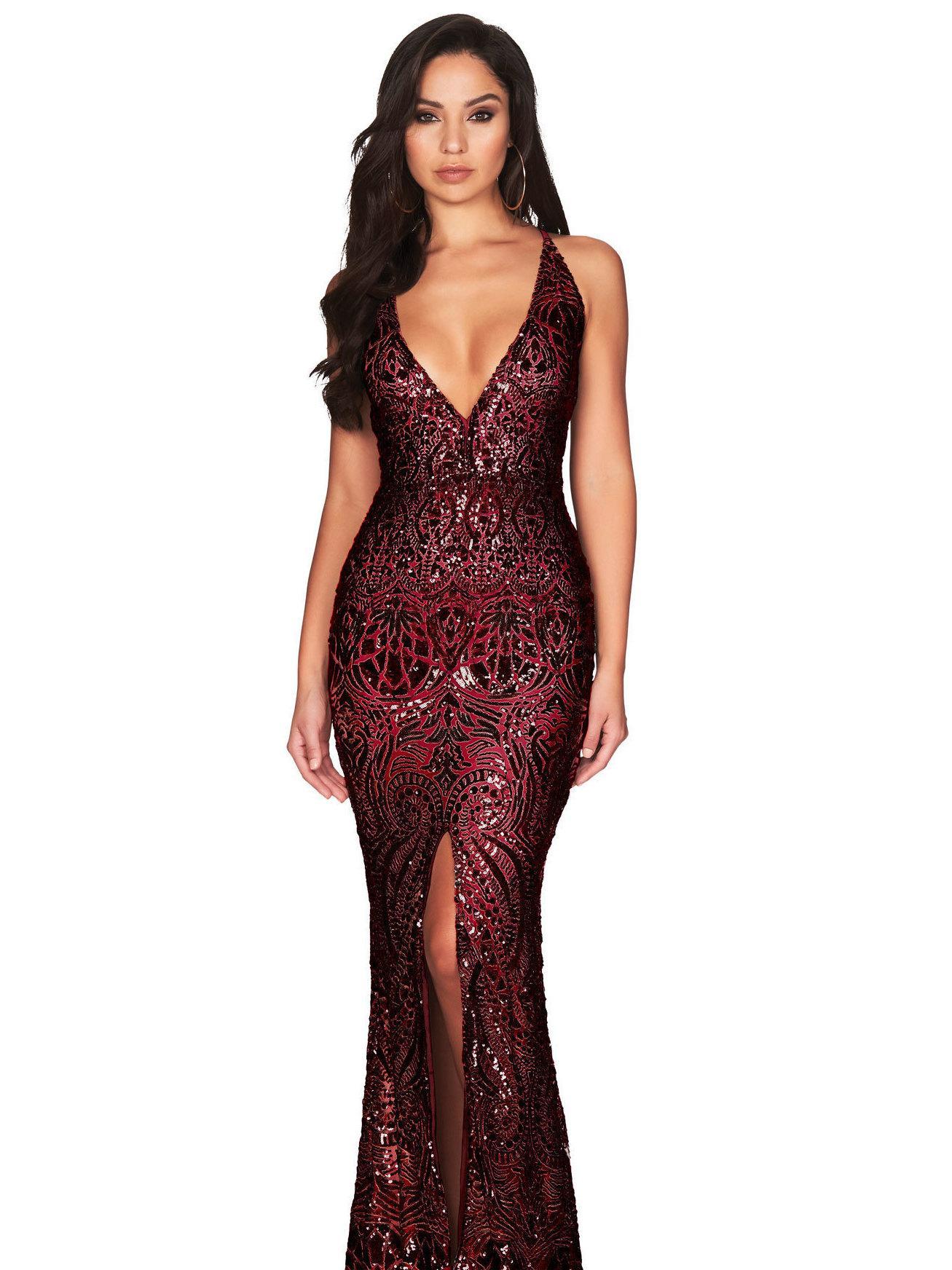 Nookie Shanina plunge gown burgundy red size 8 - Image 1