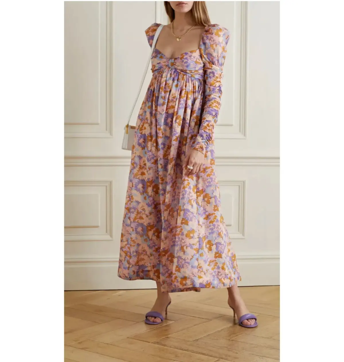Zimmermann Violet Twist Front Midi Dress Floral Size 0 / AU 8 - Image 1