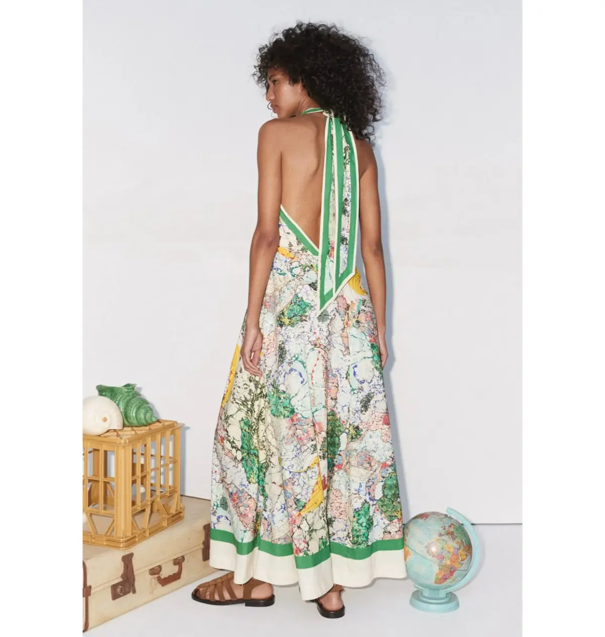 Alemais Odyssey Map Halter Dress Multi Size AU 10 - Image 2