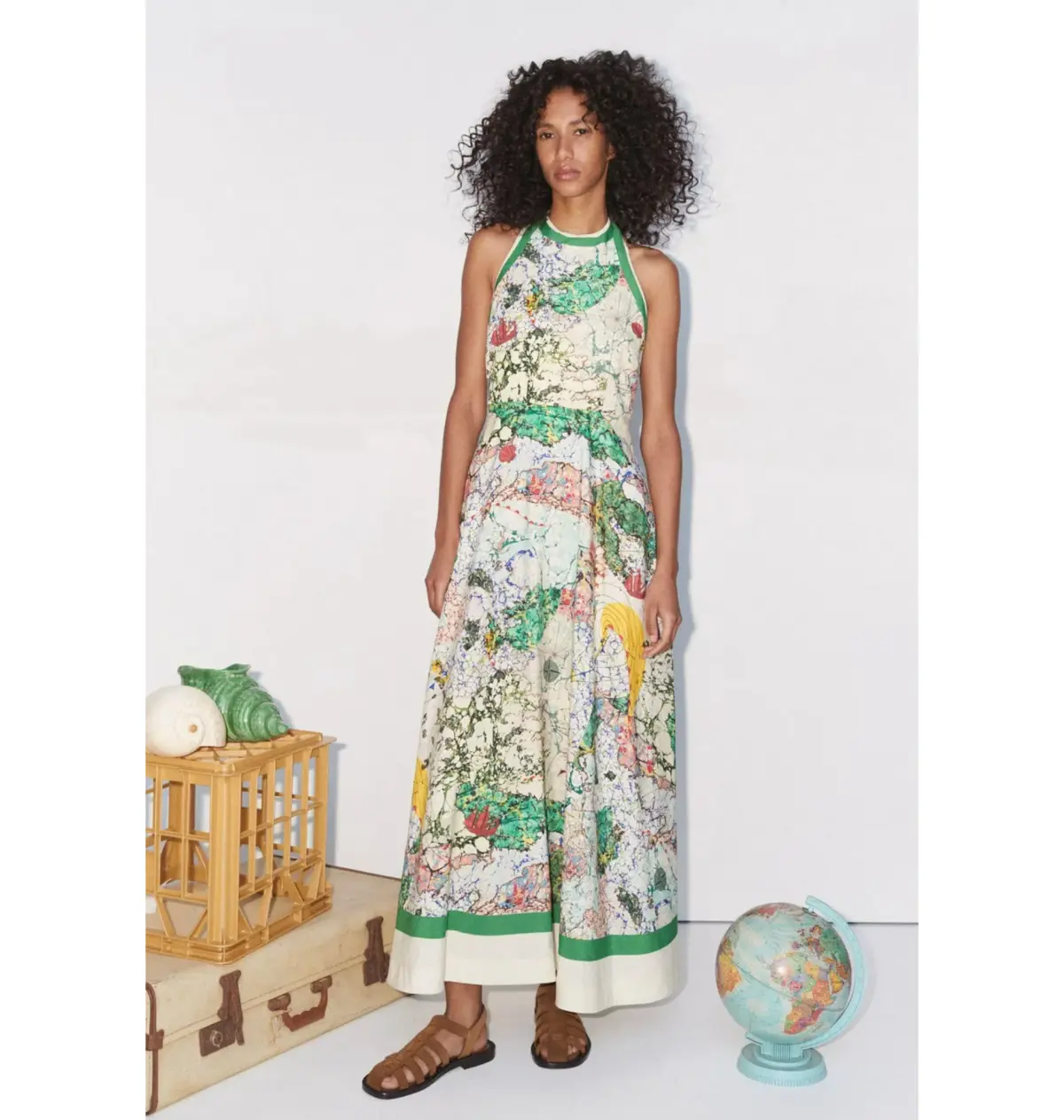 Alemais Odyssey Map Halter Dress Multi Size AU 10 - Image 1