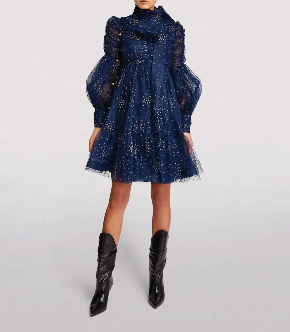 Zimmermann Rhythm Ruched Glitter Mini Dress Navy Size 0P / AU 6  - Image 1