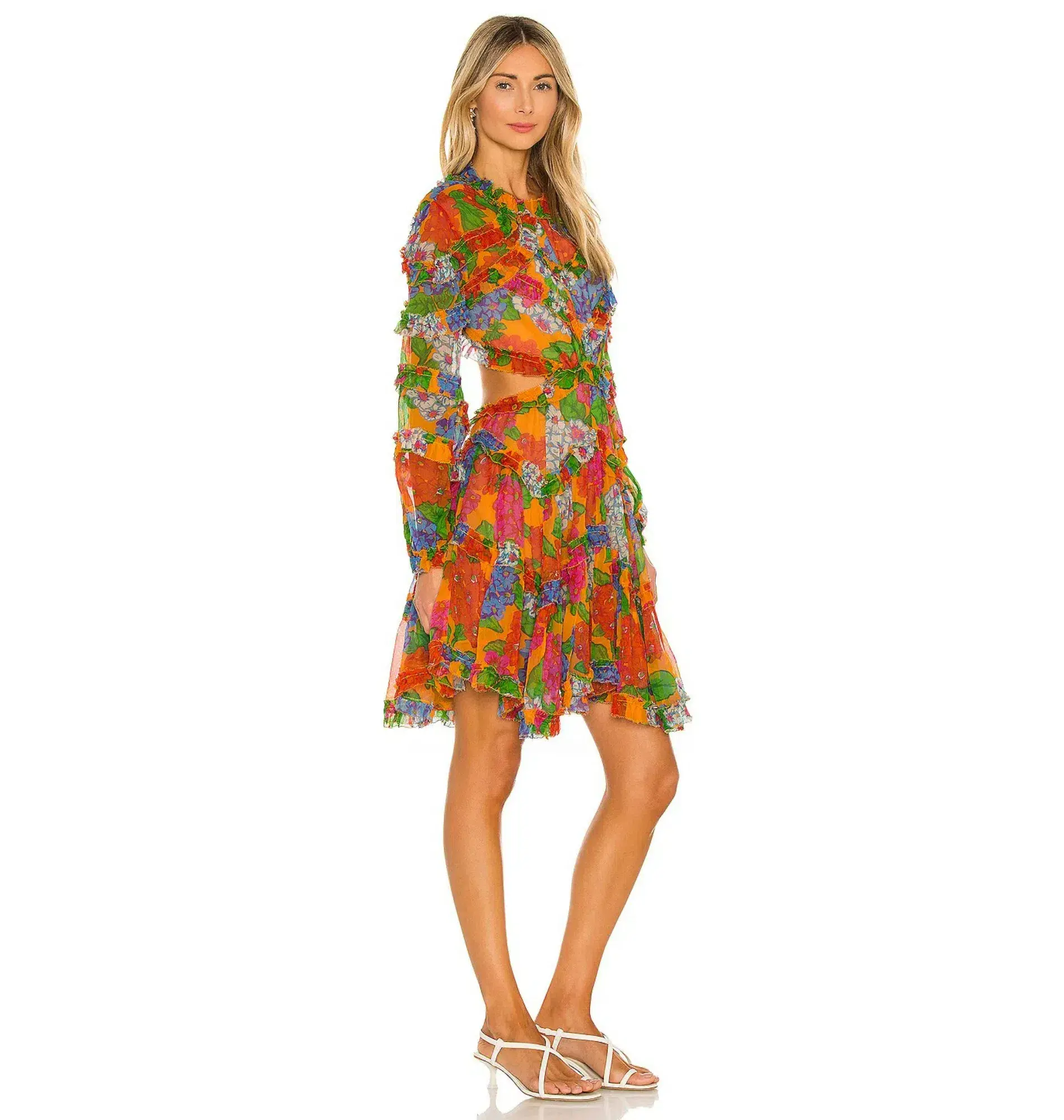 Zimmermann Riders Frill Mini Dress Mango Floral Size 2 / AU 12  - Image 2