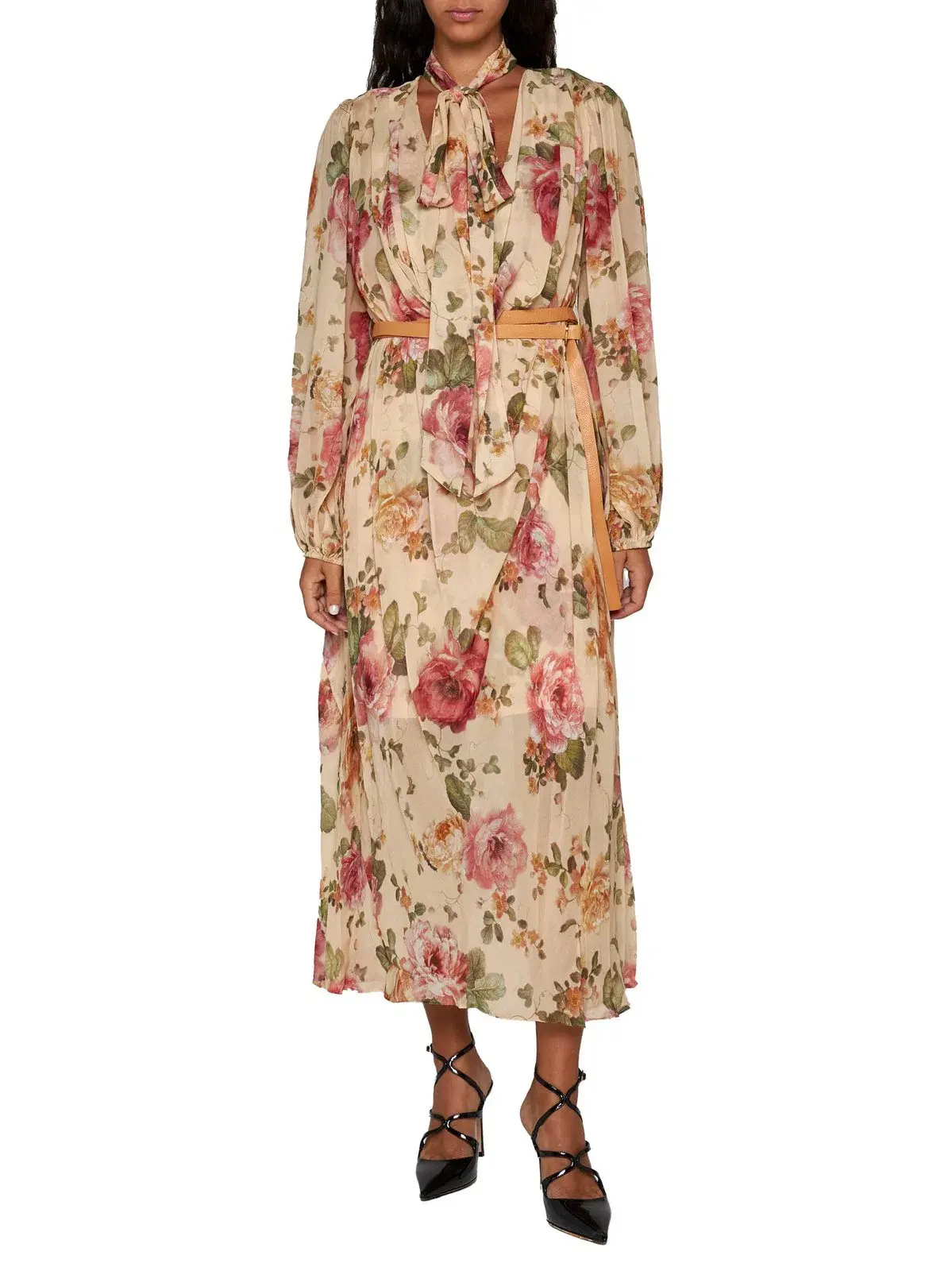 Zimmermann Luminosity Billow Dress Latte Floral Print Size 1 / AU 10  - Image 1