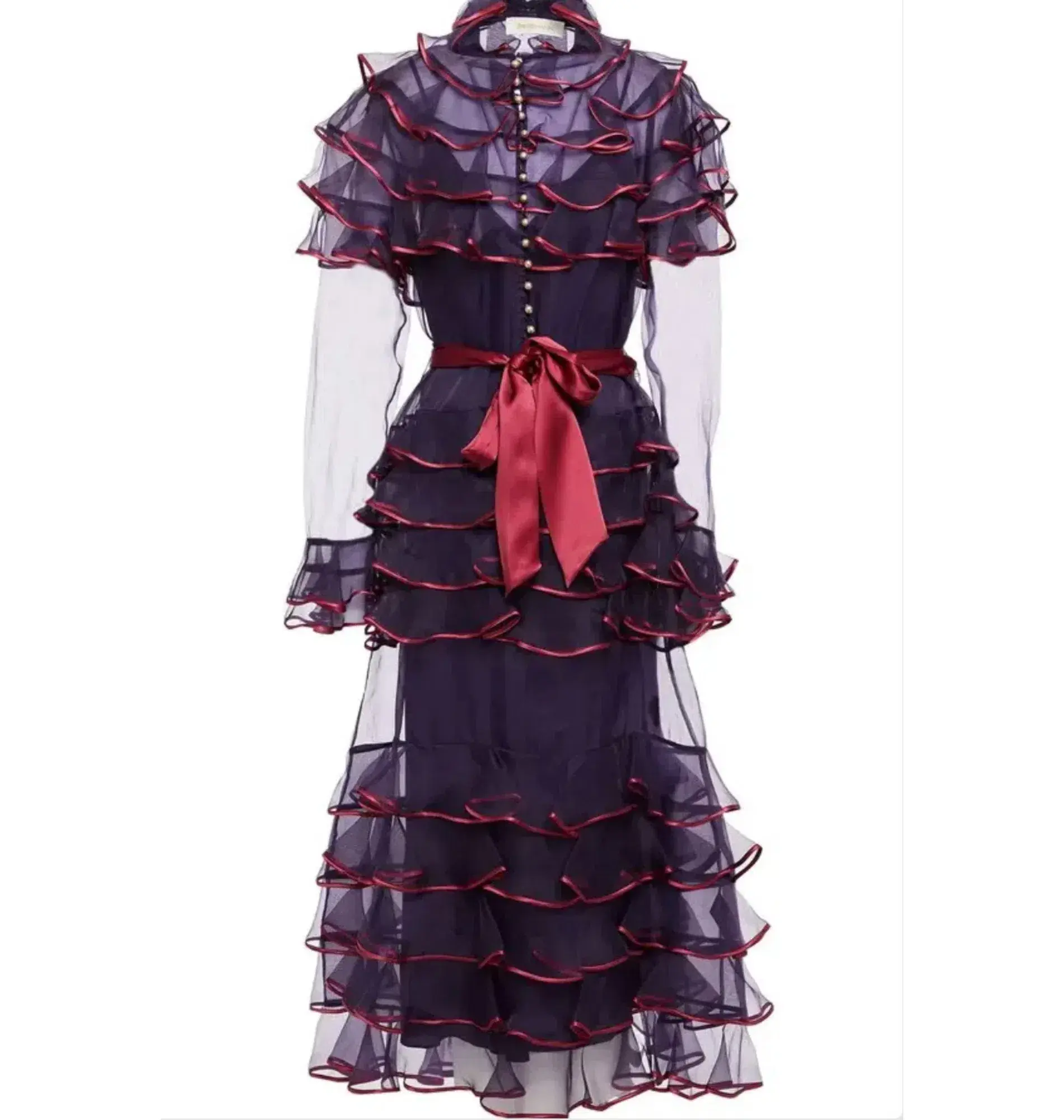 Zimmermann Lucky Tiered Dress Aubergine Size 1 / AU10 - Image 3