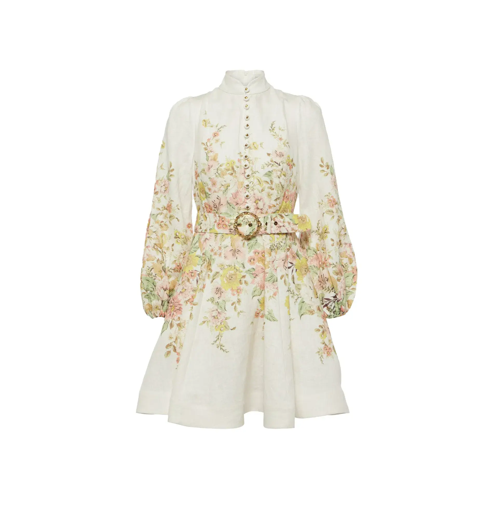Zimmermann Matchmaker Buttoned Mini Dress Ivory Coral Floral Size 1 / AU 10  - Image 4