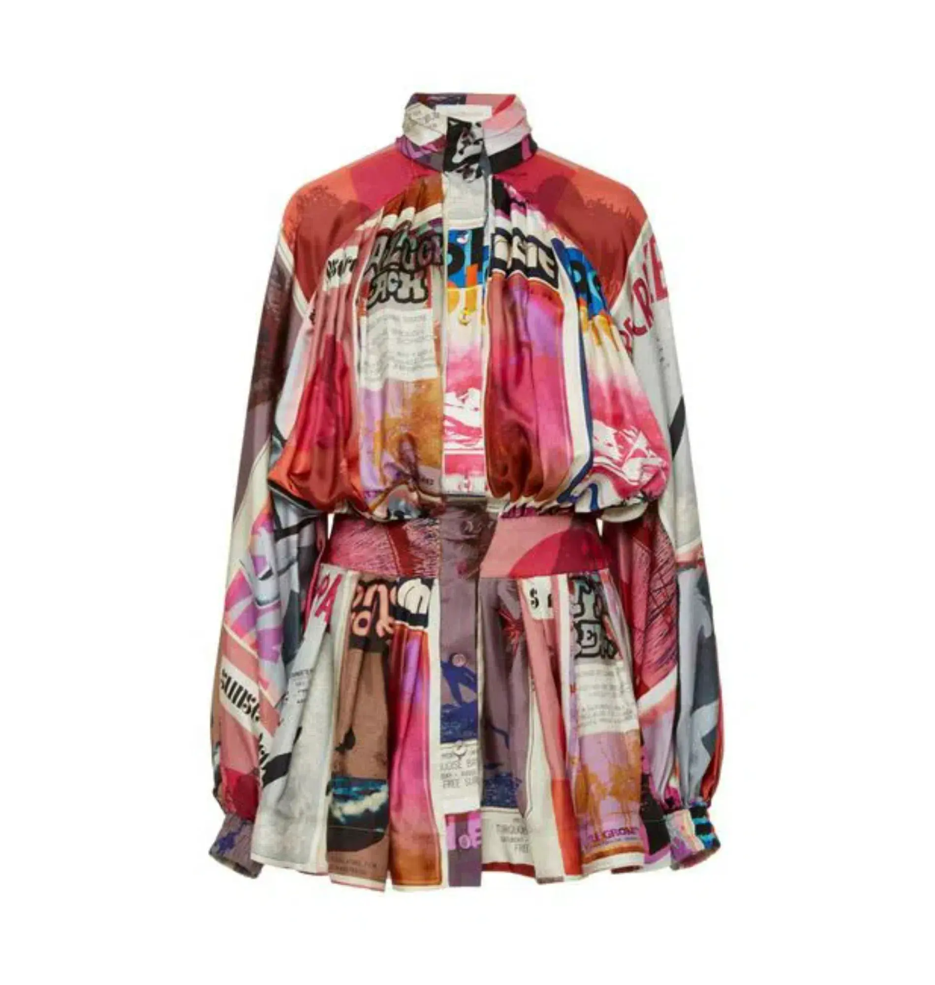 Zimmermann Wavelength Sleeve Mini Dress Pink Poster Print Size 0 / AU 8  - Image 4